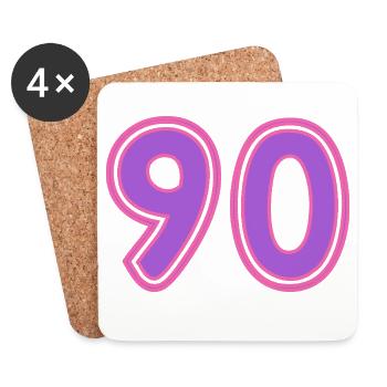 90. 90 ANS. 90e ANNIVERSAIRE. ANNIVERSAIRE 90 ANS. - Dessous de verre (lot de 4) - blanc - Devant