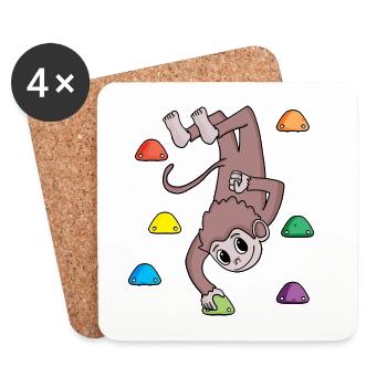Affe an der Kletterwand - Klettern - Geschenk - Untersetzer (4er-Set) - Weiß - Vorne