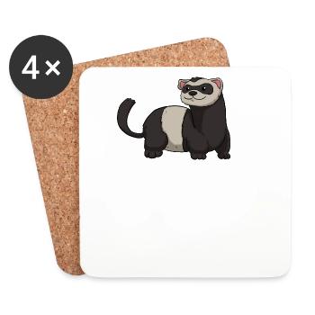 Ferret Frettchen - Untersetzer (4er-Set) - Weiß - Vorne