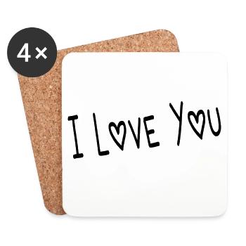 VALENTINSTAG. ICH LIEBE DICH. ICH LIEBE DICH. LIEBE. LIEBE - Untersetzer (4er-Set) - Weiß - Vorne