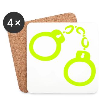 Handschellen Gelb - Untersetzer (4er-Set) - Weiß - Vorne