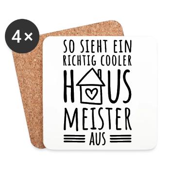 So sieht ein richtig cooler Hausmeister aus - Untersetzer (4er-Set) - Weiß - Vorne