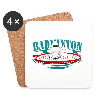 Federleichtes Badminton Turnier - Untersetzer (4er-Set) - Weiß - Vorne