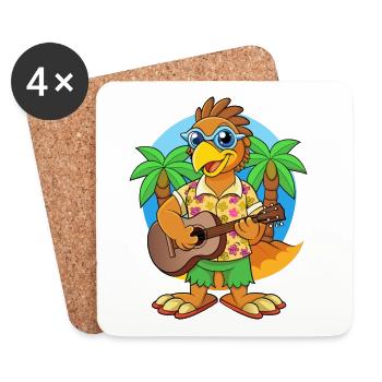Drôle Hawk Dessin Animé Plage D’été Lunettes De Soleil Guitare - Dessous de verre (lot de 4) - blanc - Devant