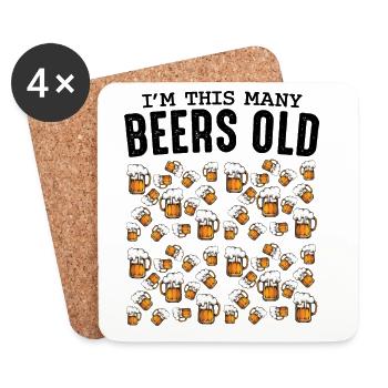 Bierkrüge Muster Kollektion Geburtstag 50 - Untersetzer (4er-Set) - Weiß - Vorne