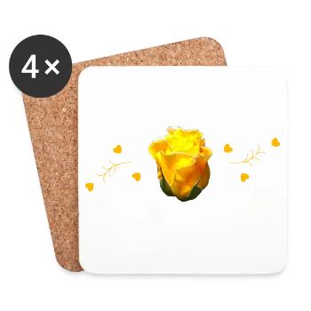 gelbe Rosen - Untersetzer (4er-Set) - Weiß - Vorne
