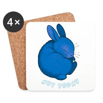 Lapin - Pas aujourd’hui - Dessous de verre (lot de 4) - blanc - Devant