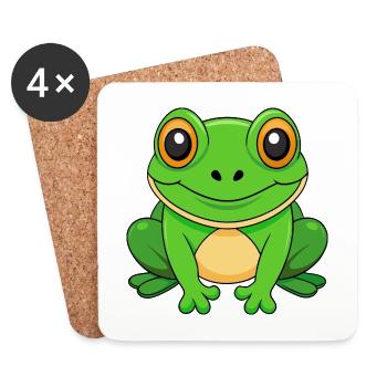 Frog Cute Mascot Cartoon Character Kawaii - Coasters (set of 4) - white - Front