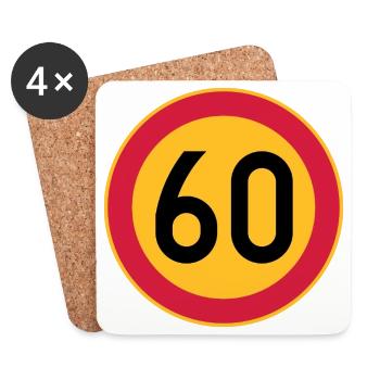 60. Geburtstag Geschwindigkeitsbegrenzung 60 Schild - Untersetzer (4er-Set) - Weiß - Vorne