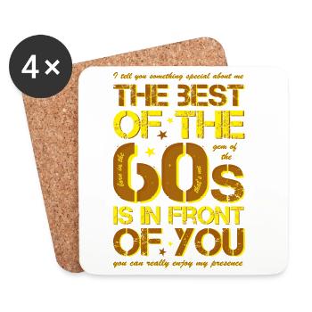 60er 60s 60's Sechziger Jahre - Untersetzer (4er-Set) - Weiß - Vorne