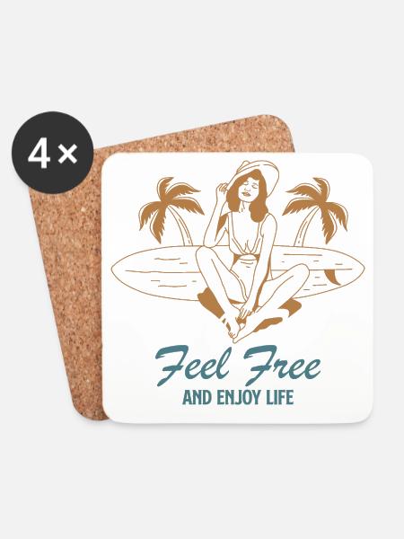 Feel Free Summer - Untersetzer (4er-Set) - Weiß