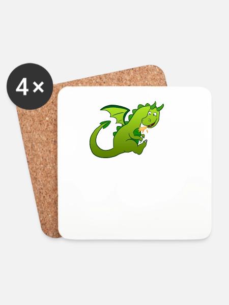 Drache - Untersetzer (4er-Set) - Weiß