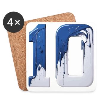 NON. 10 NUMÉRO 10 BLEU BLANC 10E ANNIVERSAIRE - Dessous de verre (lot de 4) - blanc - Devant