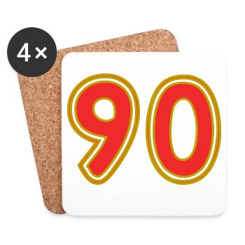 90. 90 ANS. 90e ANNIVERSAIRE. ANNIVERSAIRE 90 ANS. - Dessous de verre (lot de 4) - blanc - Devant