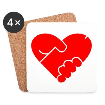 Heart Penis Gift Masturbate Valentine's Day - Coasters (set of 4) - white - Front