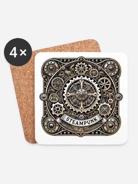 Steampunk Logo - Coasters (set of 4) - white