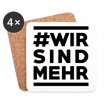 #Wir sind mehr - Statement für Zusammenhalt - Untersetzer (4er-Set) - Weiß - Vorne