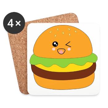 Burger, fast food, essen, kochen Geschenk Koch - Untersetzer (4er-Set) - Weiß - Vorne