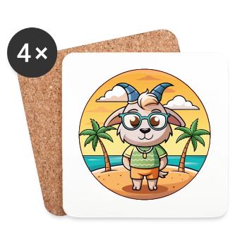 Ziege Lustige Cartoon Sommer Strand Sonnenbrille - Untersetzer (4er-Set) - Weiß - Vorne