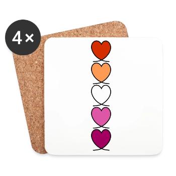 Lesbian Lesbian Lesbian Hearts - Coasters (set of 4) - white - Front