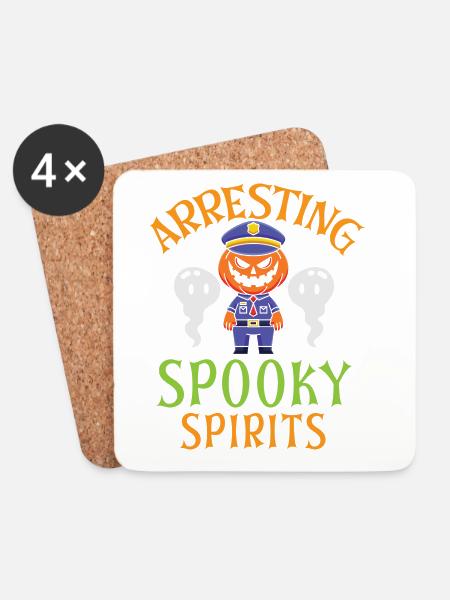 Verhaftung gruseliger Geister Polizist Halloween - Untersetzer (4er-Set) - Weiß