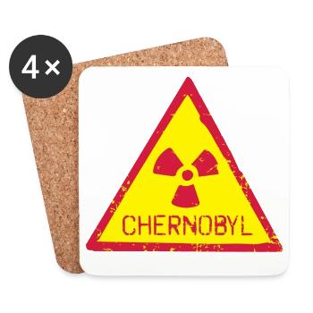 TSCHERNOBYL RADIATION WARNING ICON - Untersetzer (4er-Set) - Weiß - Vorne