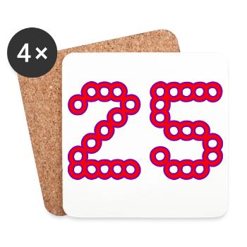 25. 25 YEARS. 25th ANNIVERSARY. 25 YEARS ANNIVERSARY. - Coasters (set of 4) - white - Front