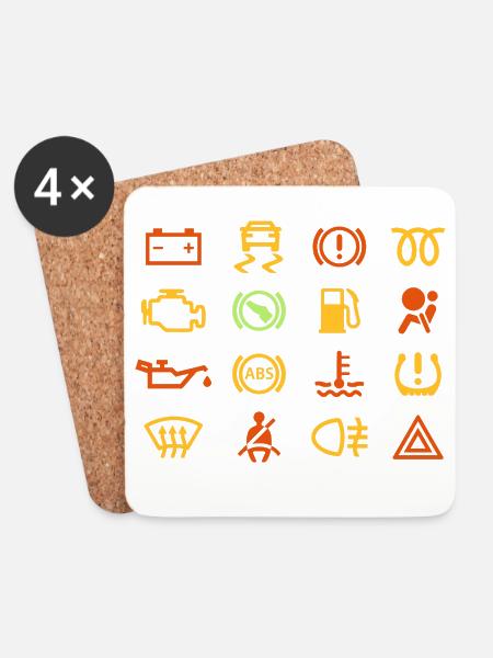 Auto-Kontrollleuchten - Untersetzer (4er-Set) - Weiß