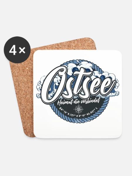 Ostsee Shirt bedruckt in top Markenqualität - Untersetzer (4er-Set) - Weiß