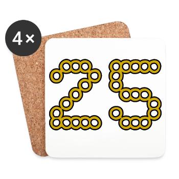 25. 25 YEARS. 25th ANNIVERSARY. 25 YEARS ANNIVERSARY. - Coasters (set of 4) - white - Front