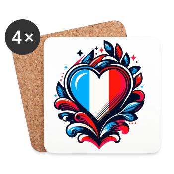 Heart French Flag - Coasters (set of 4) - white - Front