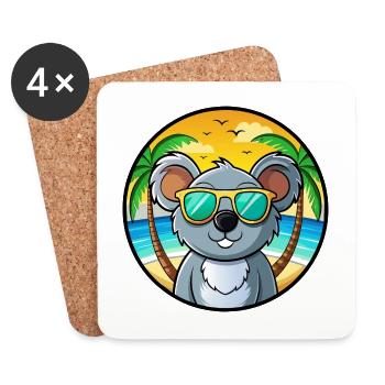 Koala Lustige Cartoon Sommer Strand Sonnenbrille Cool - Untersetzer (4er-Set) - Weiß - Vorne