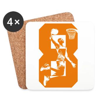 NUMBER 8 BASKETBALL 8TH BIRTHDAY - Coasters (set of 4) - white - Front