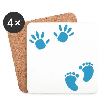 Pregnancy footprint hand boy baby belly - Coasters (set of 4) - white - Front