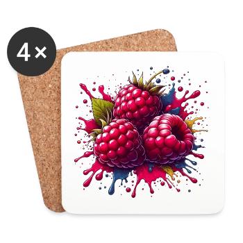 Himbeeren-Farbexplosion - Untersetzer (4er-Set) - Weiß - Vorne