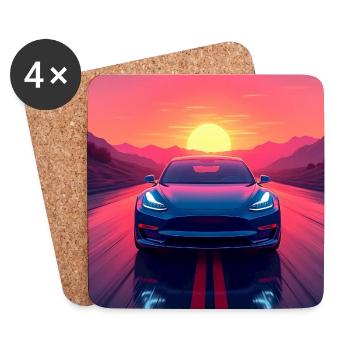 Elektrische Autobahn - Untersetzer (4er-Set) - Weiß - Vorne