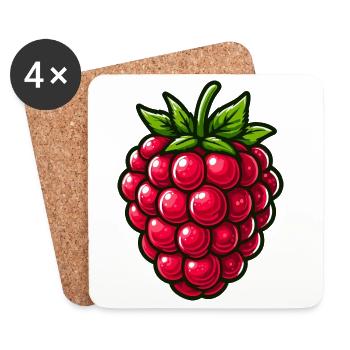 Himbeere, Obst - Untersetzer (4er-Set) - Weiß - Vorne