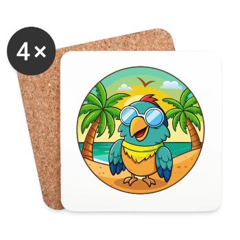 Lunettes de soleil Parrot Funny Cartoon Summer Beach - Dessous de verre (lot de 4) - blanc - Devant