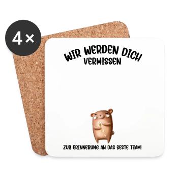 Wir werden dich Vermissen beste Team Abschied - Untersetzer (4er-Set) - Weiß - Vorne