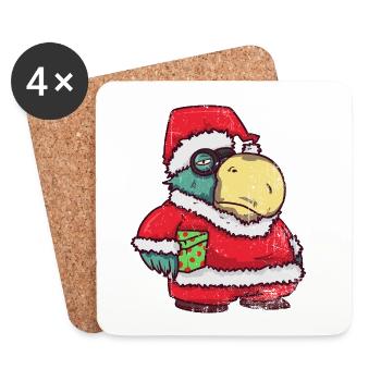 Verrückter Weihnachtsmann Papagei - Untersetzer (4er-Set) - Weiß - Vorne