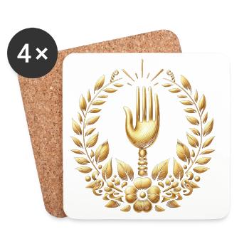 Logo de la fourchette Gourmet - Dessous de verre (lot de 4) - blanc - Devant