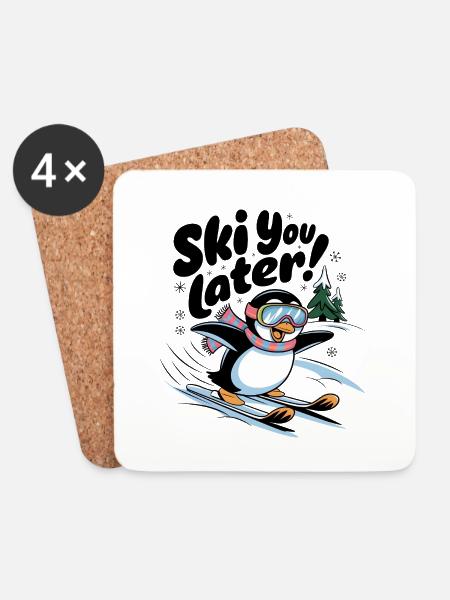Skifahren Sie später - Untersetzer (4er-Set) - Weiß
