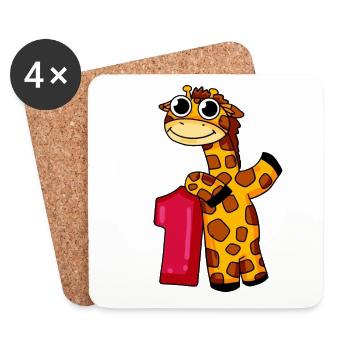 1. Geburtstag Giraffe 1.Klasse Geschenk - Untersetzer (4er-Set) - Weiß - Vorne