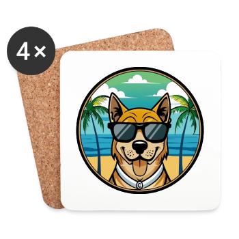 Cao De Castro Laboreiro Dog Breed Cartoon Beach - Coasters (set of 4) - white - Front