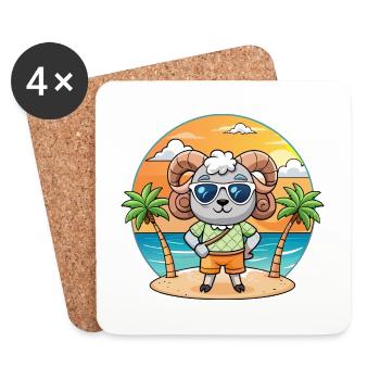 Ram Lustige Cartoon Sommer Strand Sonnenbrille - Untersetzer (4er-Set) - Weiß - Vorne