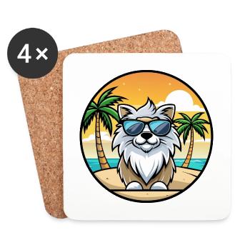 Himalaya Schäferhund Rasse Cartoon Sonnenbrille Strand - Untersetzer (4er-Set) - Weiß - Vorne