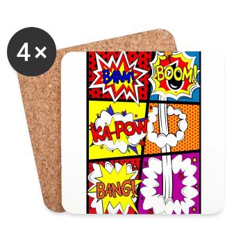 Comicstrip Comic-Strip Comic - Untersetzer (4er-Set) - Weiß - Vorne