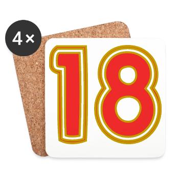 18. 18 JAHRE ALT. 18-JÄHRIGES JUBILÄUM. GEBURTSTAG 18 JAHRE. - Untersetzer (4er-Set) - Weiß - Vorne