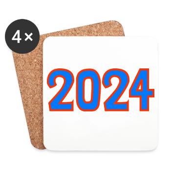 2024.Happy New Year. NEW YEAR'S EVE. NEW YEAR. - Coasters (set of 4) - white - Front