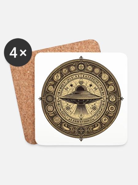 Präastronautik Ufo Logo - Untersetzer (4er-Set) - Weiß